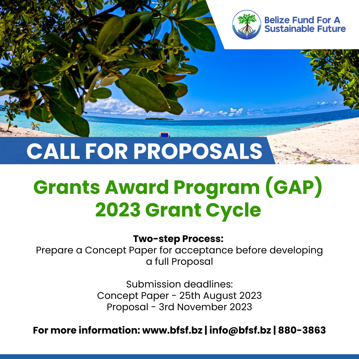 Belize Fund for a Sustainable Future Announces the opening of the Grants Award Program (Gap) 2023 grant cycle